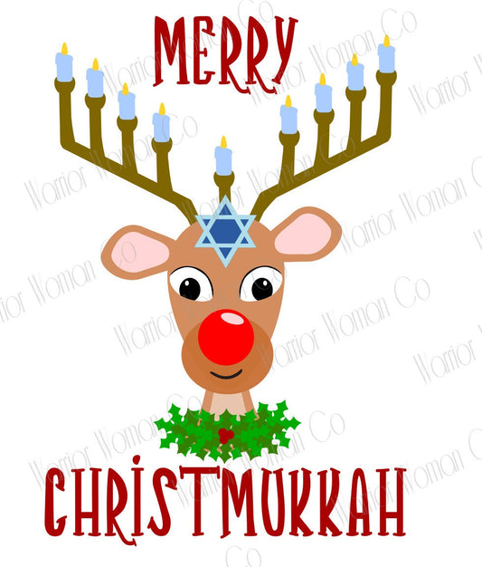 Merry Christmukkah Rudolph svg | holiday reindeer svg-eps-jpeg-png file | christmas and hanukkah graphic for cricut and silhouette cutting