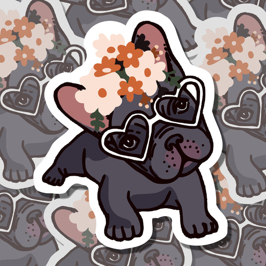 Boho Frenchie Sticker | French Bulldog Sticker | Hipster Frenchie Sticker