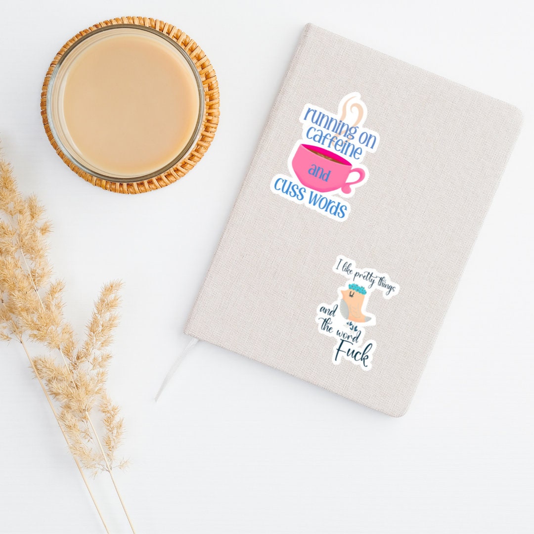 Running on Caffeine and Cuss Words Sticker | Swear Mug | Vinyl Stickers | Funny Sticker | coffee lover gift