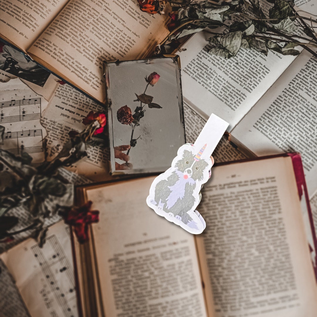 Border Collie Unicorn Magnetic Bookmark | Border Colliecorn Bookmark | Magnetic Bookmark | Border Collie Bookmark