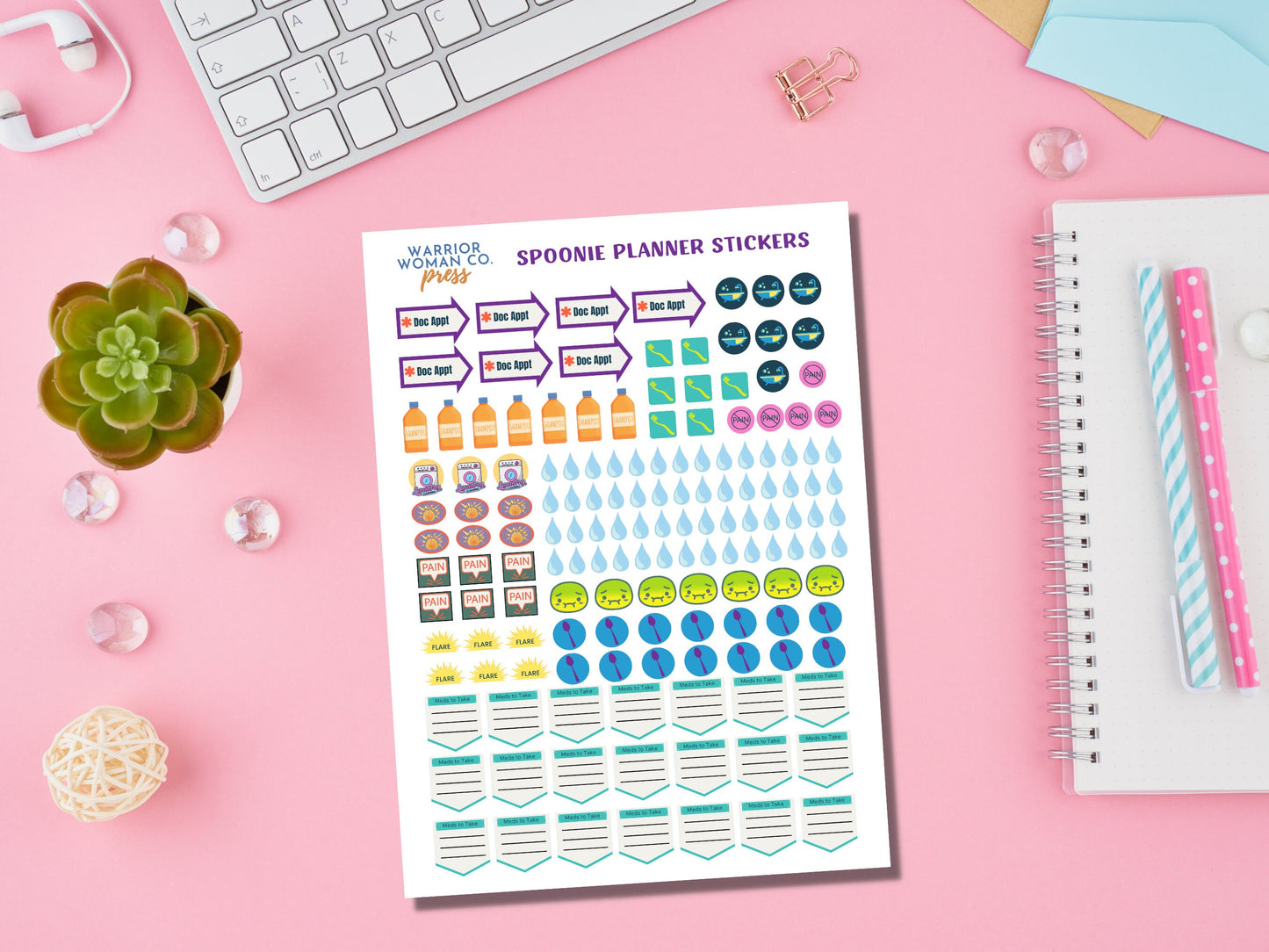 151 Spoonie Planner Stickers | Chronic Illness Planner Stickers | Journal Stickers