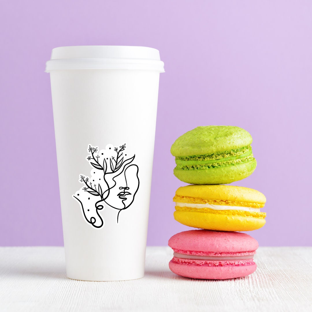 Woman's Face Line Art Sticker | Woman Sticker | Black and White Woman Sticker | Minimalist Sticker