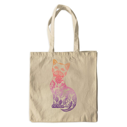 Cat Tote Bag | Rainbow Cat Canvas Tote Bag | Cat Lover Gift | Cat Mom Tote Bag