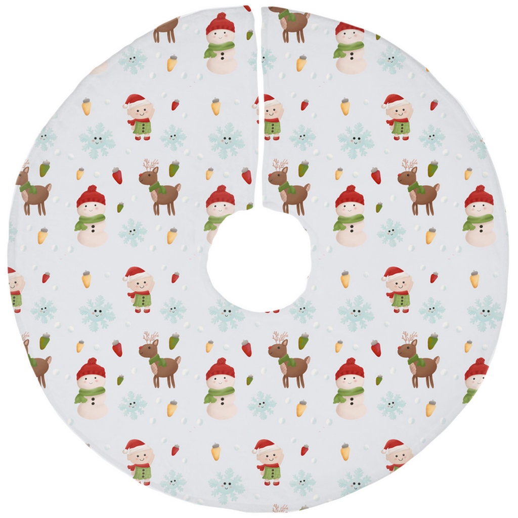 Christmas Tree Skirt | Whimsical Tree Skirt | Snowman Tree Skirt | Reindeer Tree Skirt | Elf Tree Skirt