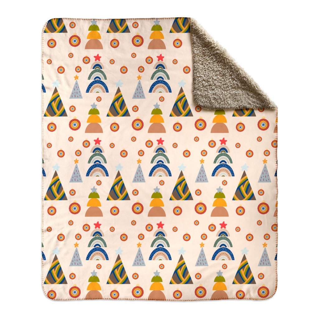 Christmas Blanket | Christmas Fleece Sherpa Blanket | Boho Christmas Blanket | Cozy Christmas Home Decor