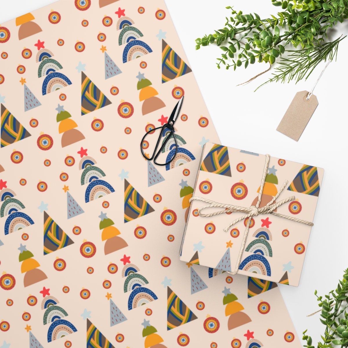 Christmas Wrapping Paper | Boho Christmas Wrapping Paper | Christmas Gift Wrap | Boho Christmas Gift Wrap