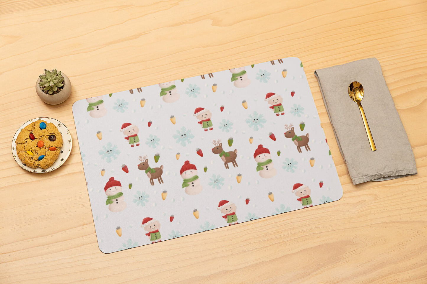 Christmas Placemat | Christmas Woven Placemats | Vintage Christmas Placemat | Christmas Table Decor