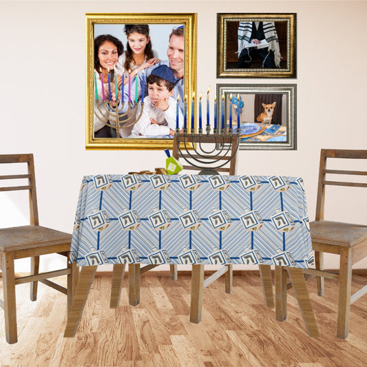 Hanukkah Tablecloth | Jewish Table Decor | Jewish Holidays Tablecloth | Jewish Dreidel Tablecloth