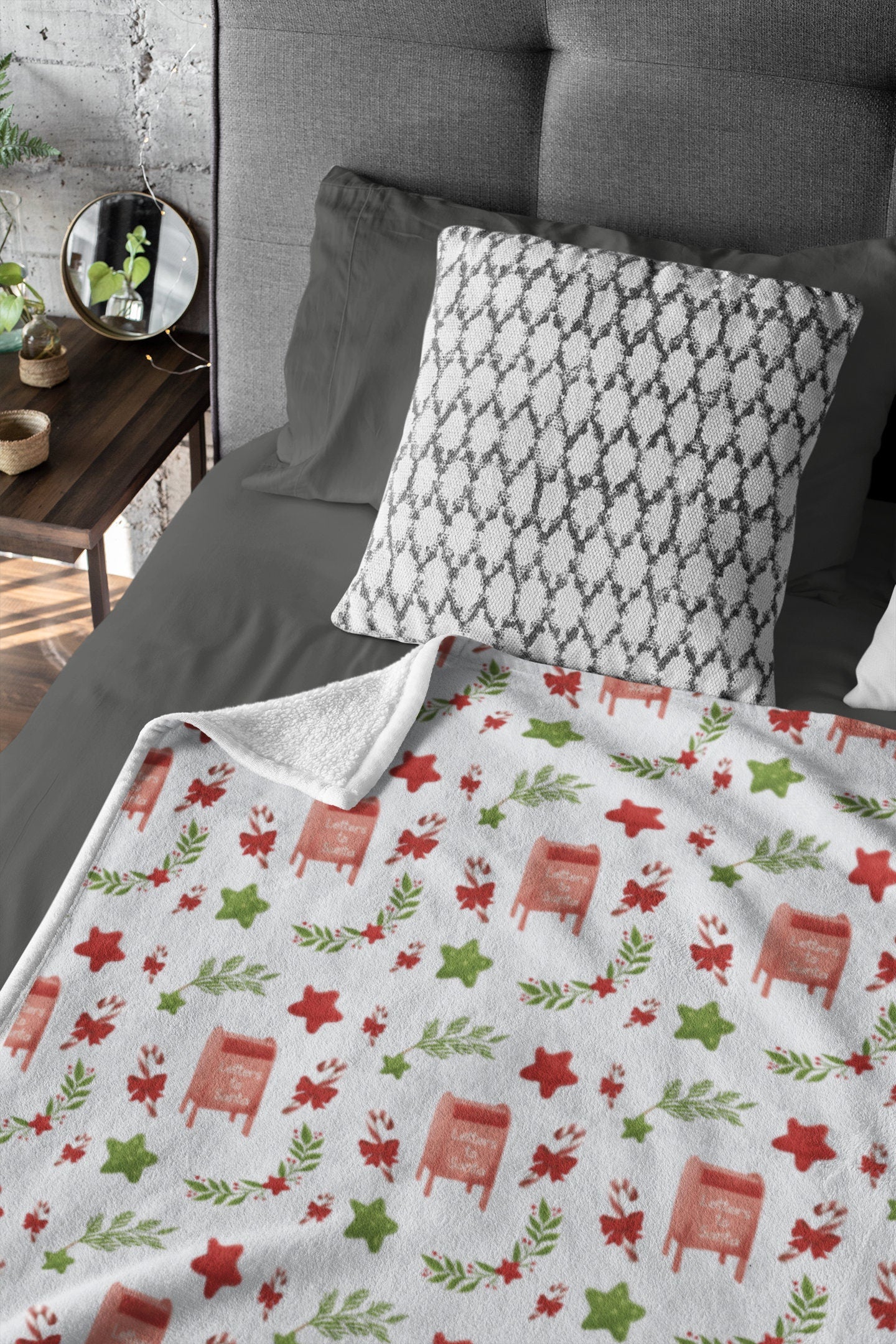 Christmas Blanket | Christmas Fleece Sherpa Blanket | Letters To Santa Blanket | Cozy Christmas Home Decor