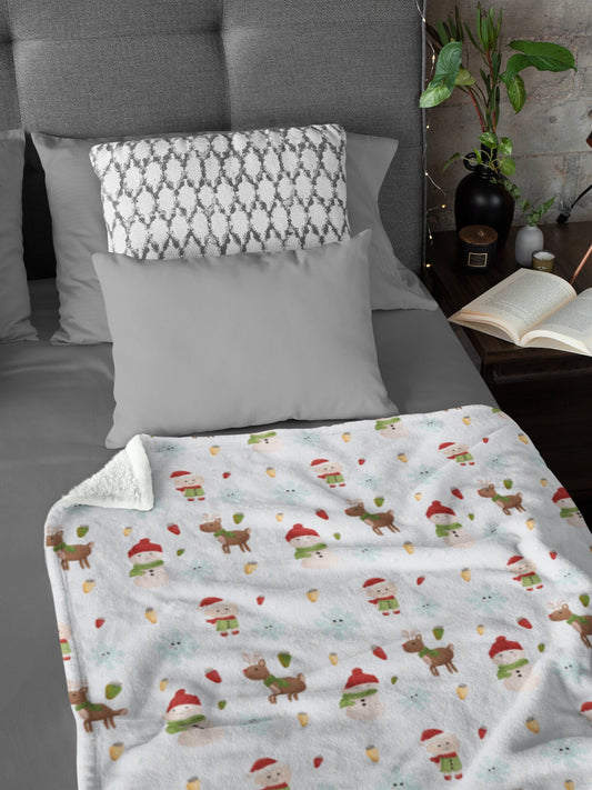Christmas Blanket | Christmas Fleece Sherpa Blanket | Vintage Christmas Blanket | Cozy Christmas Home Decor
