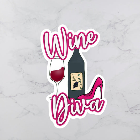 Wine Diva Sticker | Snarky Sticker | Wine Sticker | Vinyl Sticker | Sarcastic Sticker | Funny Sticker | Diva Sticker