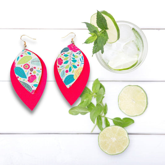 Colorful Flower Earrings | FloralEarrings | Faux Leather Earrings | Summer Dangle Earrings