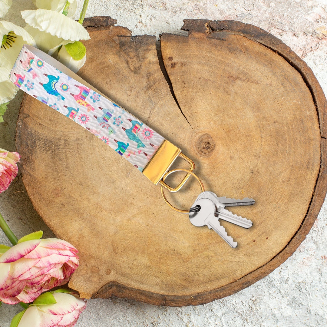 Llama Wristlet | Party Llama Wristlet | Faux Leather Key Holder