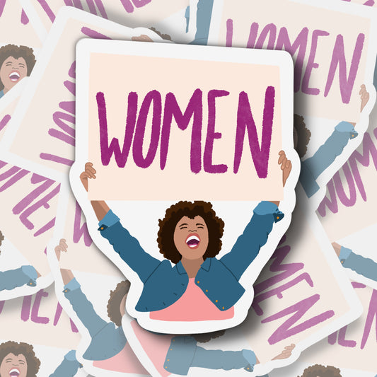 Women Protester Sticker| Female Protestor Sticker | Feminist Sticker