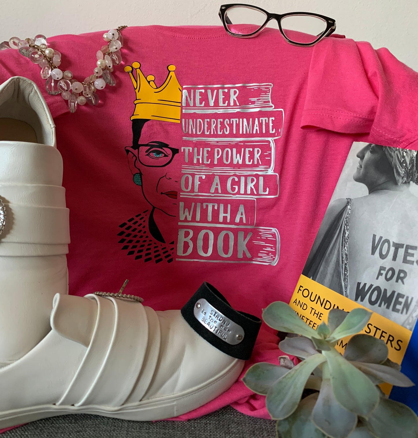 RBG Never Underestimate the Power of A GIrl With a Book T-shirt - Ruth Bader Ginsburg tee-RBG shirt-Womens shirt-Gift for Women Feminist