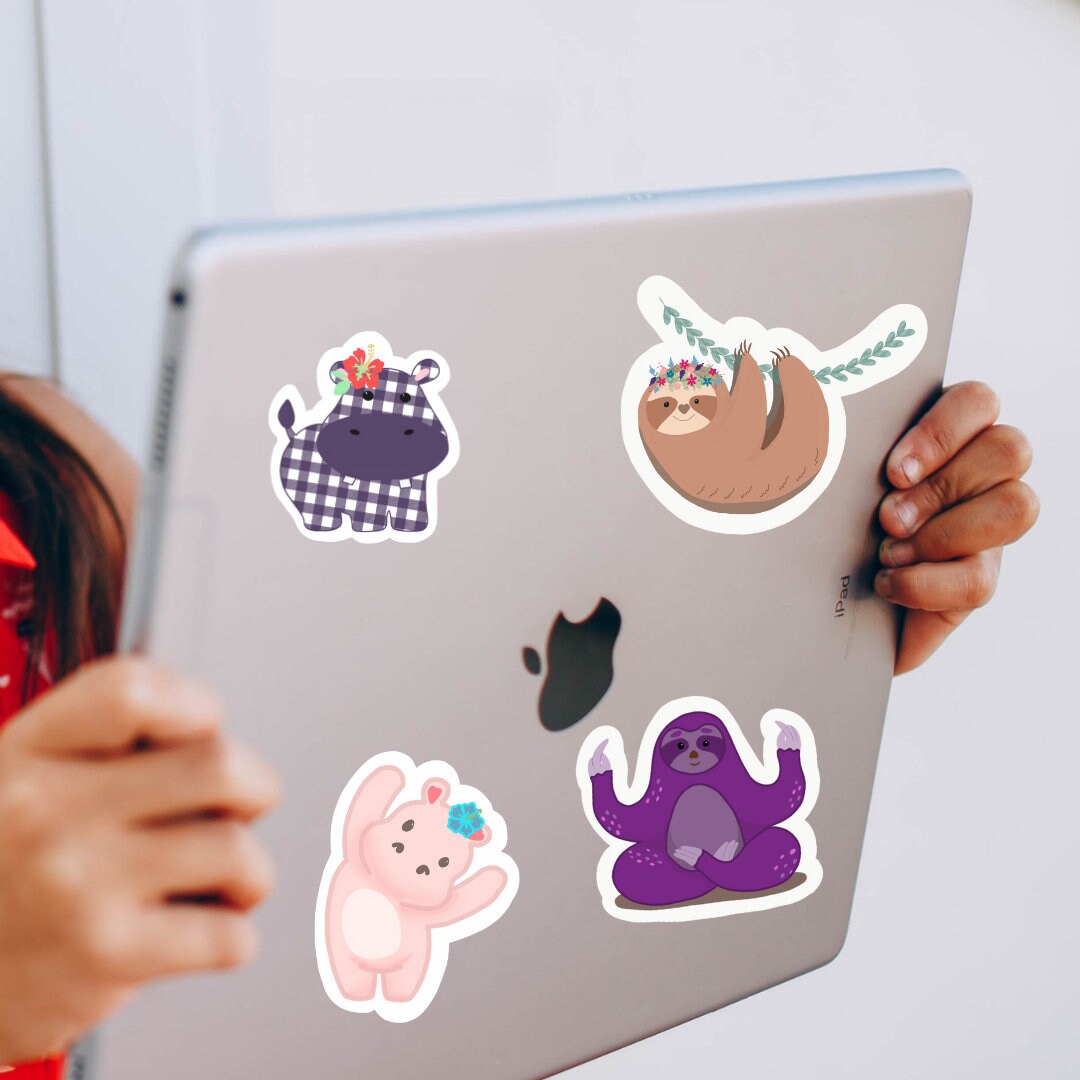 Purple Hippo Sticker | Plaid Hippo Sticker |  Hippopotamus Sticker