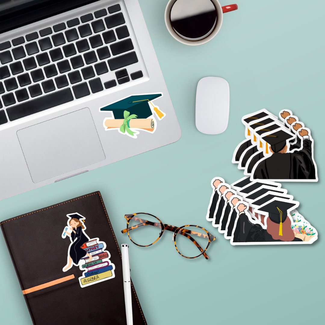 Graduation Cap Sticker | Grad Cap Sticker | Cap and Diploma Sticker ...