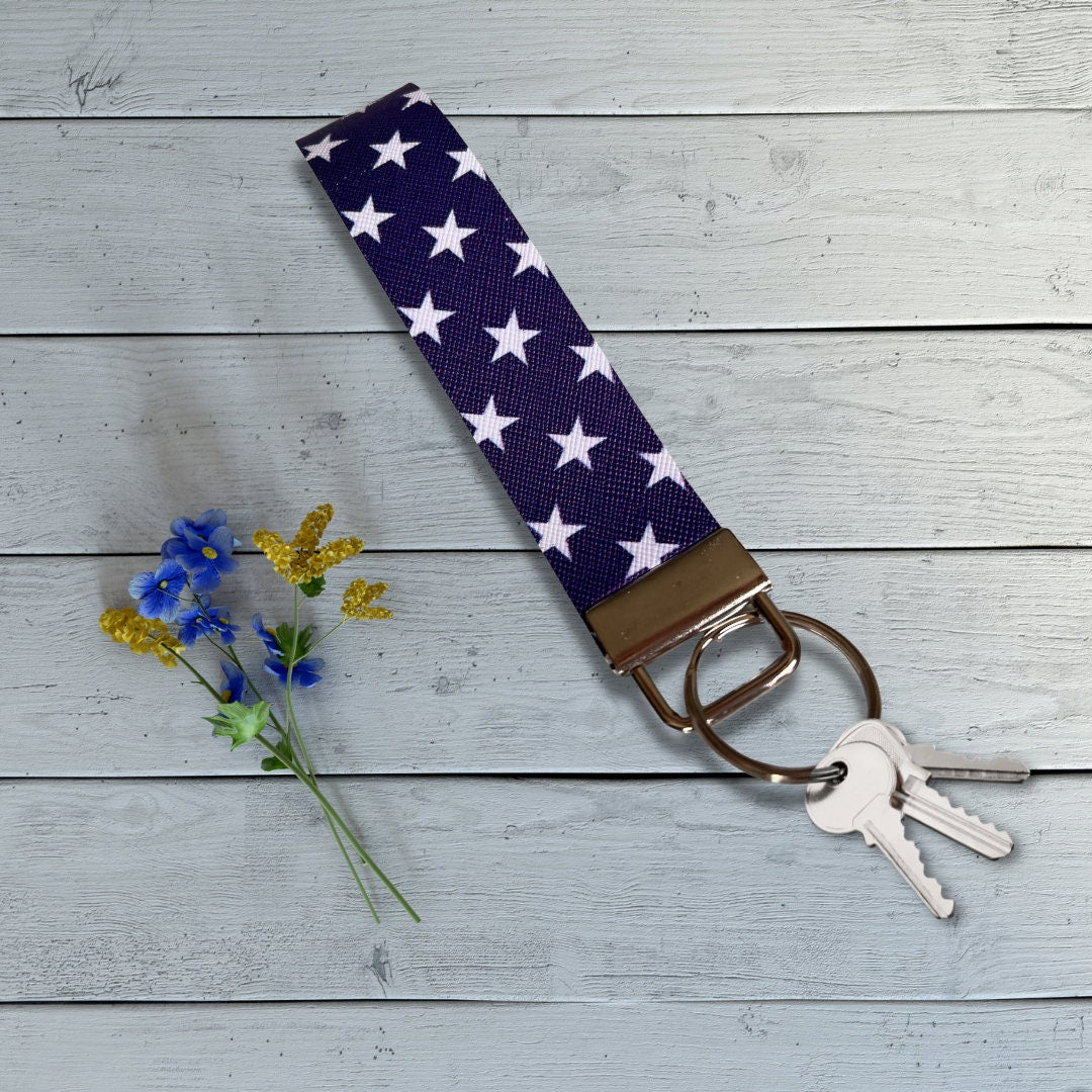 Blue and White Stars Wristlet | Fourth of July Wristlet | Stars Wristlet