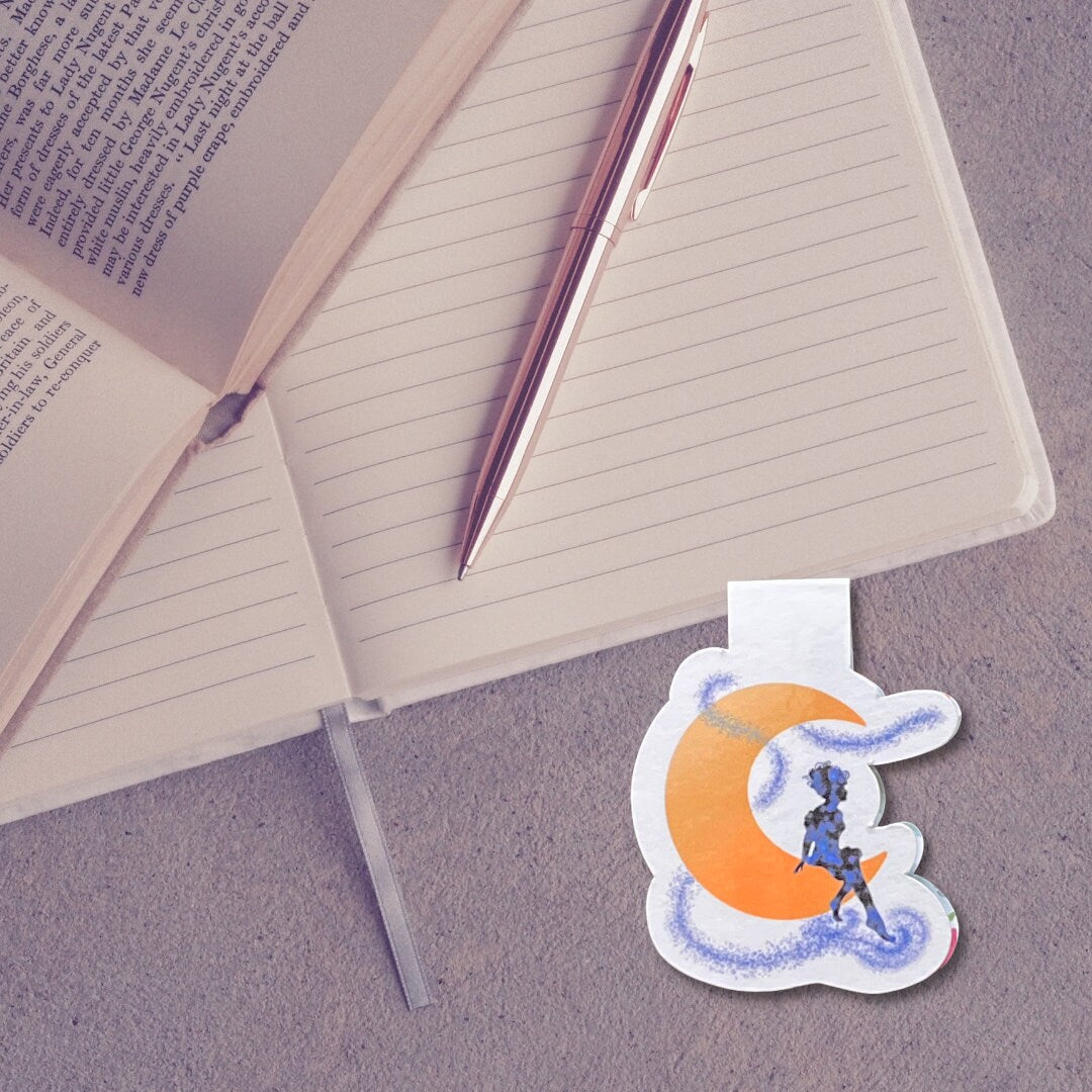 Girl on Moon Magnetic Bookmark | Moondreams Bookmark | Magnetic Bookmark | Moon Bookmark