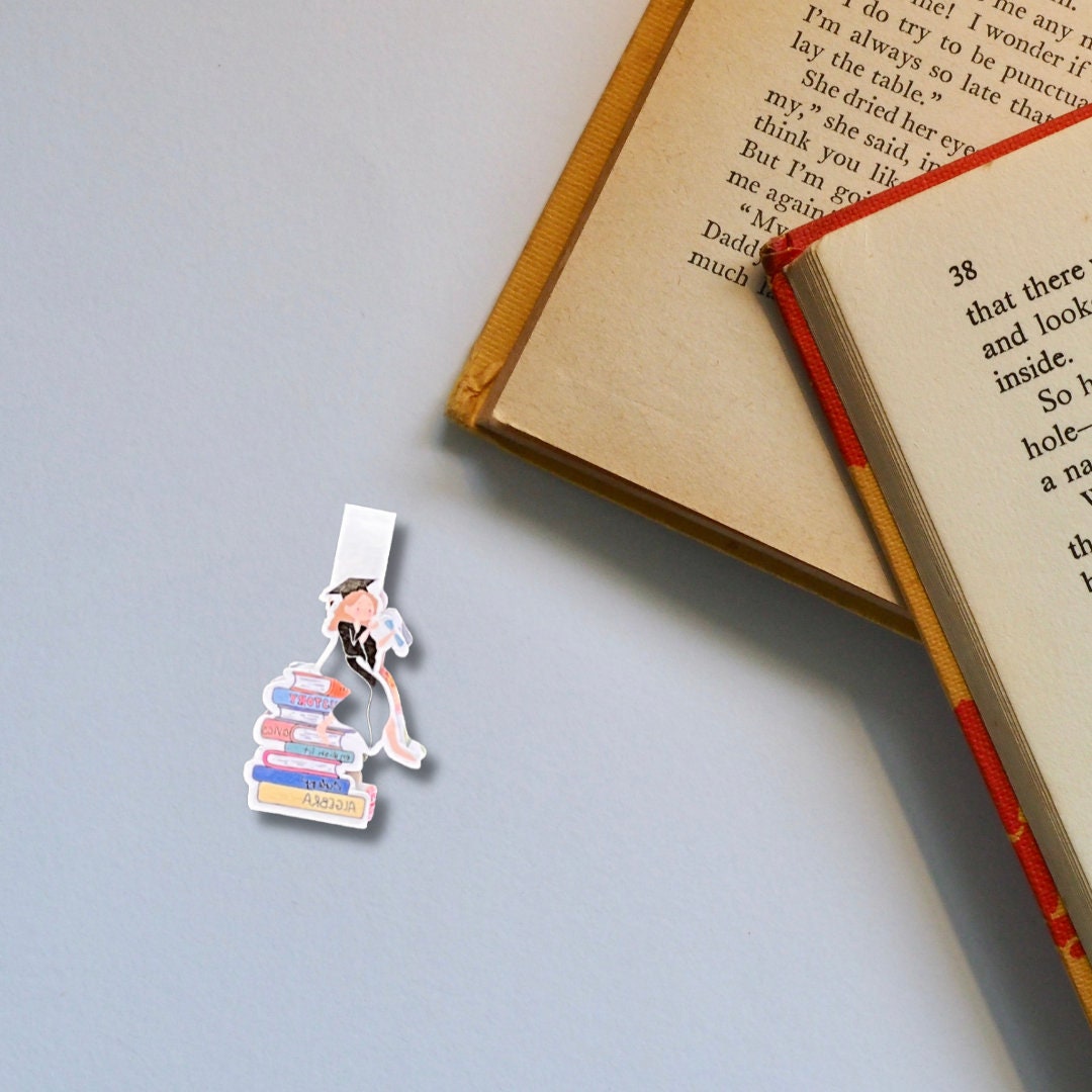 Girl Graduate Magnetic Bookmark | Book Lover Magnetic Bookmark | Magnetic Bookmark | Book Addict Bookmark