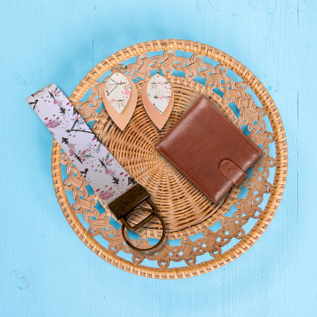 Boho Arrow Wristlet and Earrings Set | Boho Jewelry | Vegan Leather Jewelry Set