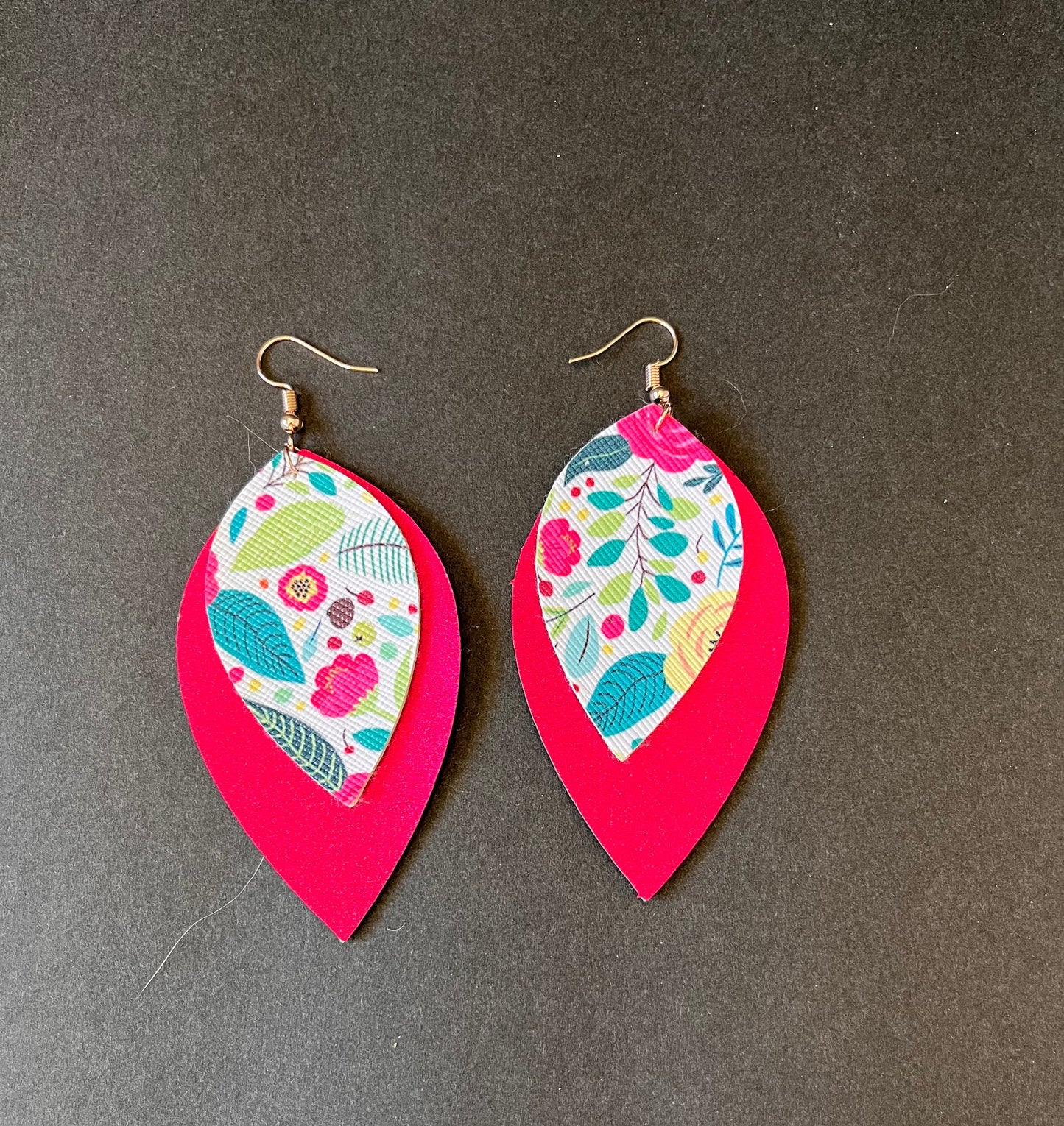 Colorful Flower Earrings | FloralEarrings | Faux Leather Earrings | Summer Dangle Earrings