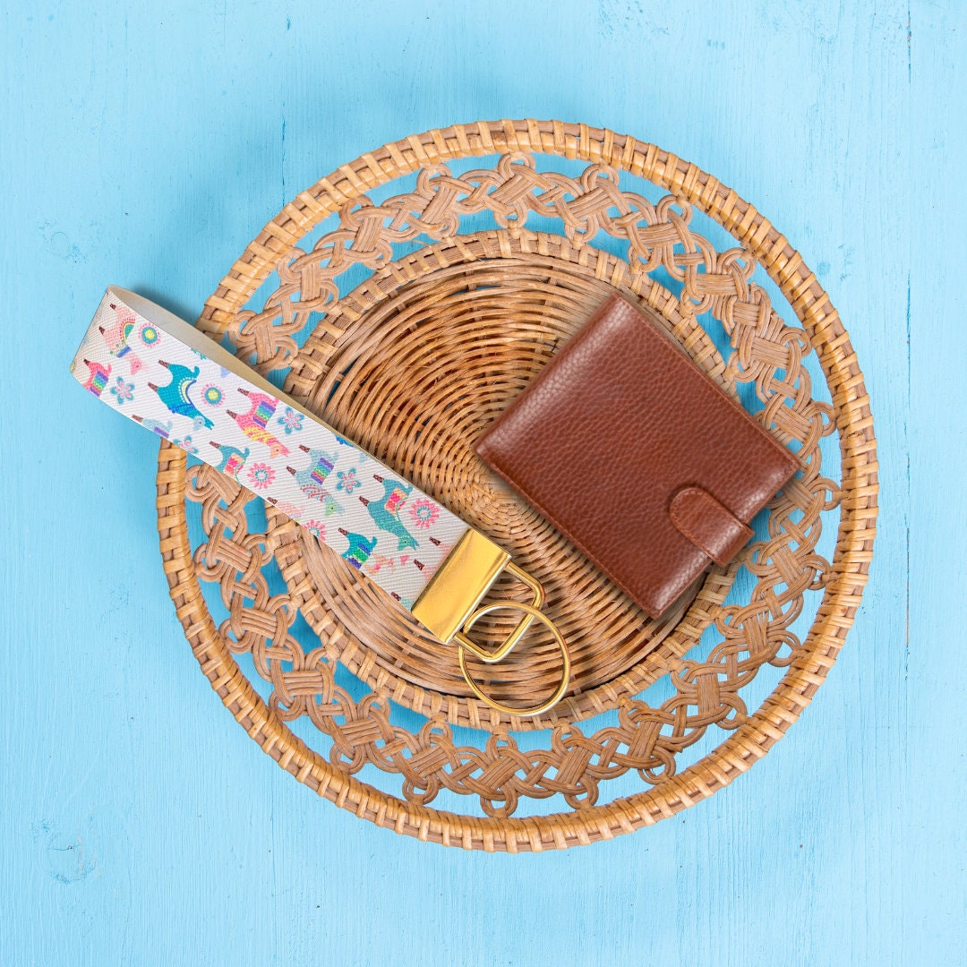 Llama Wristlet | Party Llama Wristlet | Faux Leather Key Holder