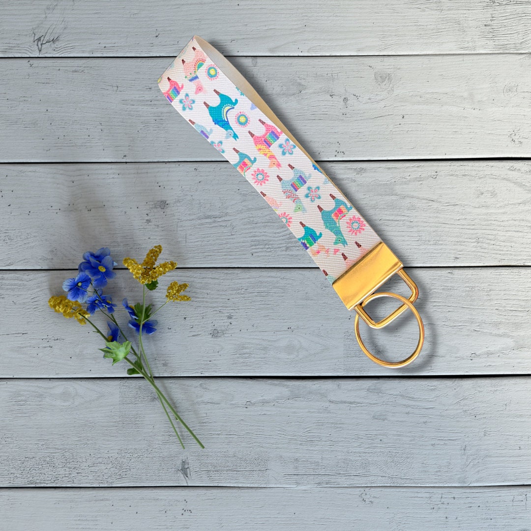 Llama Wristlet | Party Llama Wristlet | Faux Leather Key Holder