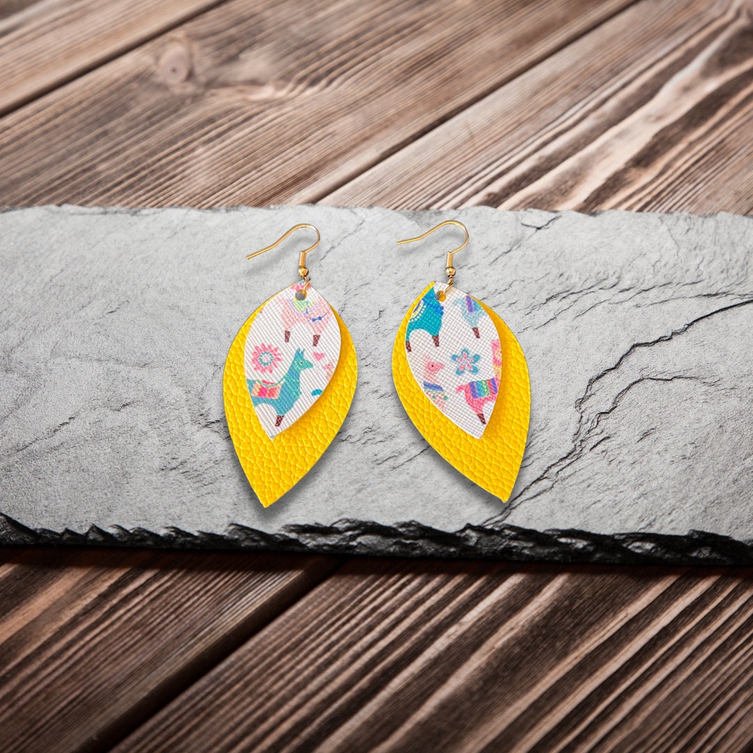 Llama Earrings | Cute Llama Earrings | Faux Leather Earrings | Llama Dangle Earrings