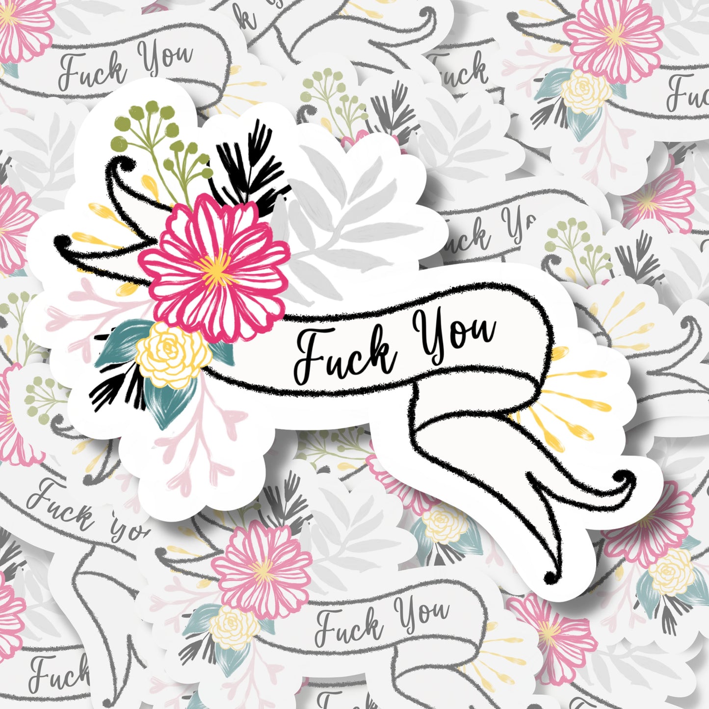 Fuck You Ribbon Sticker | Fuck You Sticker | Curse Word Sticker