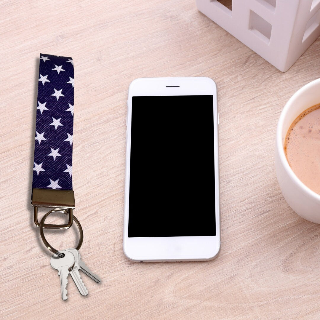 Blue and White Stars Wristlet | Fourth of July Wristlet | Stars Wristlet