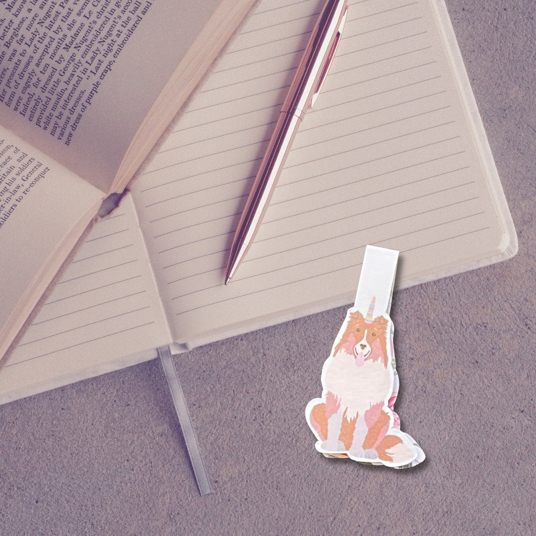 Collie Unicorn Magnetic Bookmark | Colliecorn Bookmark | Magnetic Bookmark | Dog Bookmark