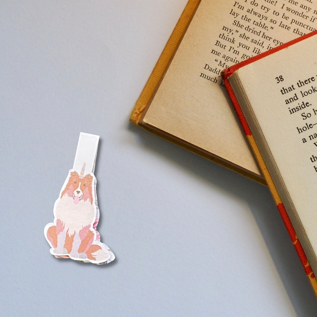 Collie Unicorn Magnetic Bookmark | Colliecorn Bookmark | Magnetic Bookmark | Dog Bookmark