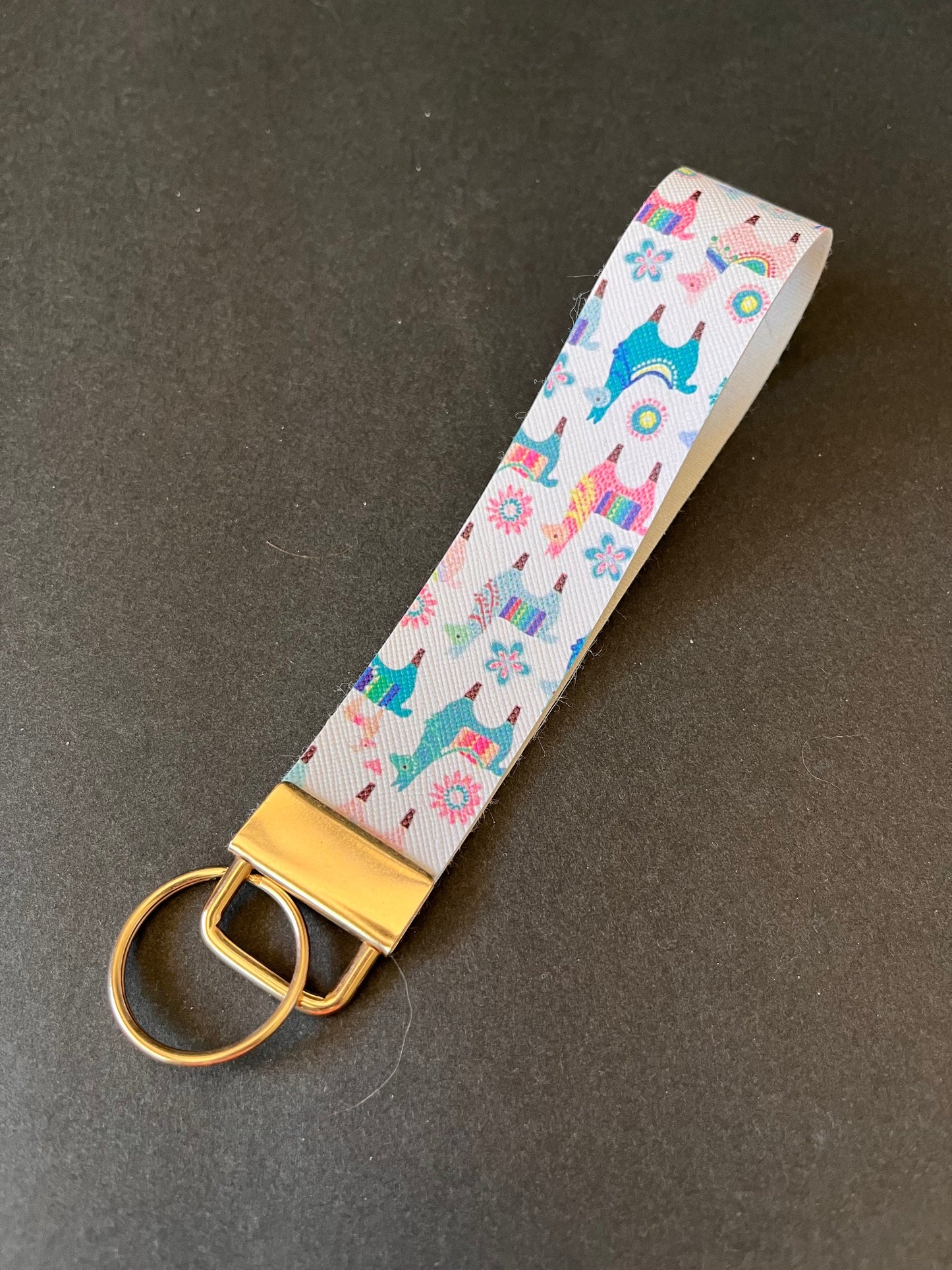 Llama Wristlet | Party Llama Wristlet | Faux Leather Key Holder