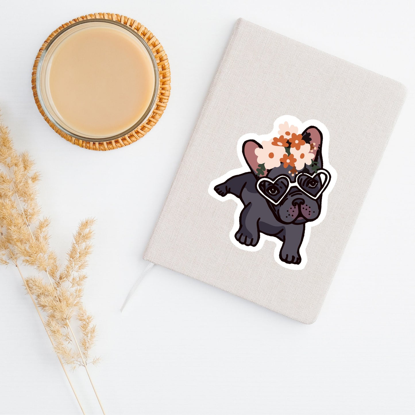 Boho Frenchie Sticker | French Bulldog Sticker | Hipster Frenchie Sticker