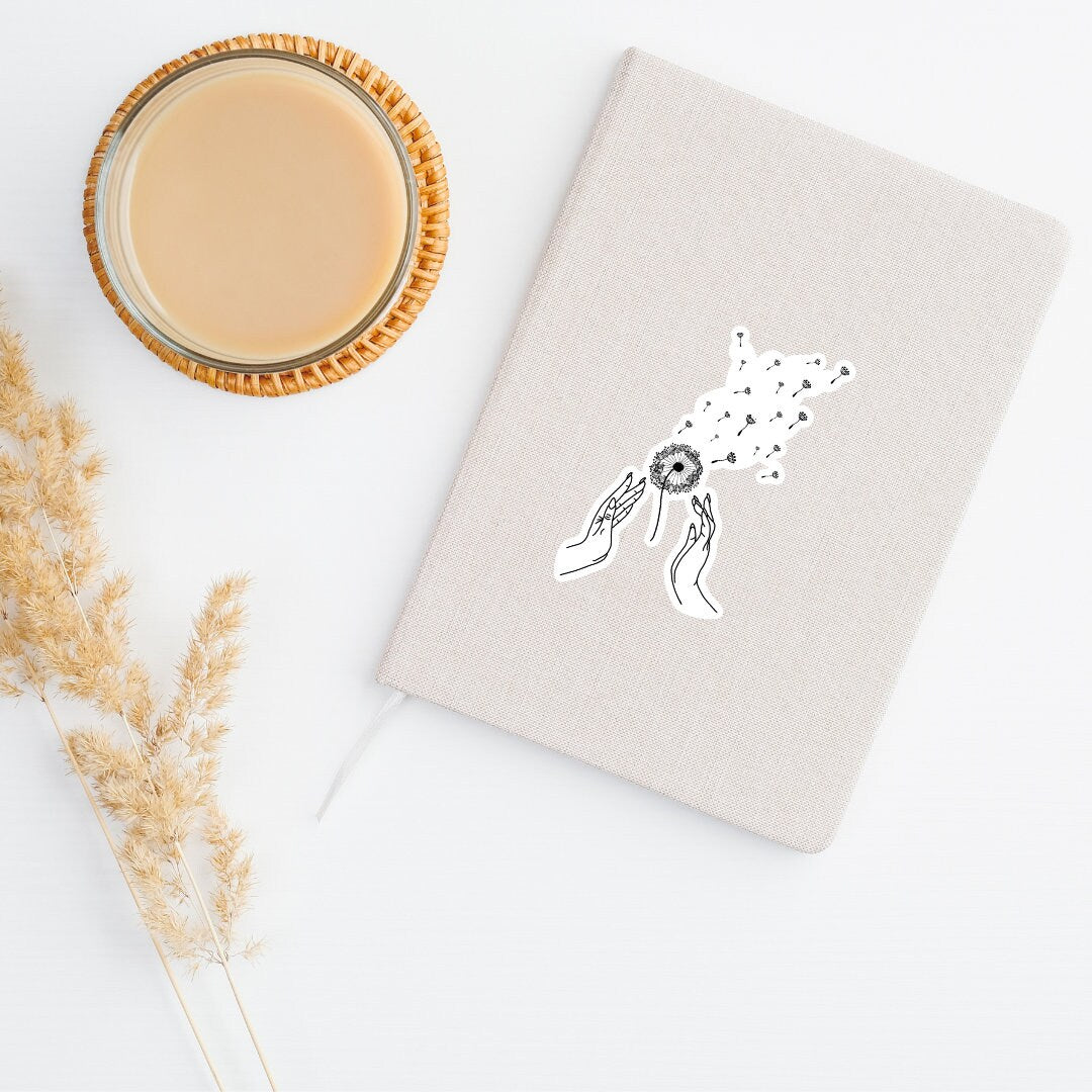 Dandelion Line Art Sticker | Dandelion Sticker | Black and White Dandelion Sticker | Minimalist Sticker