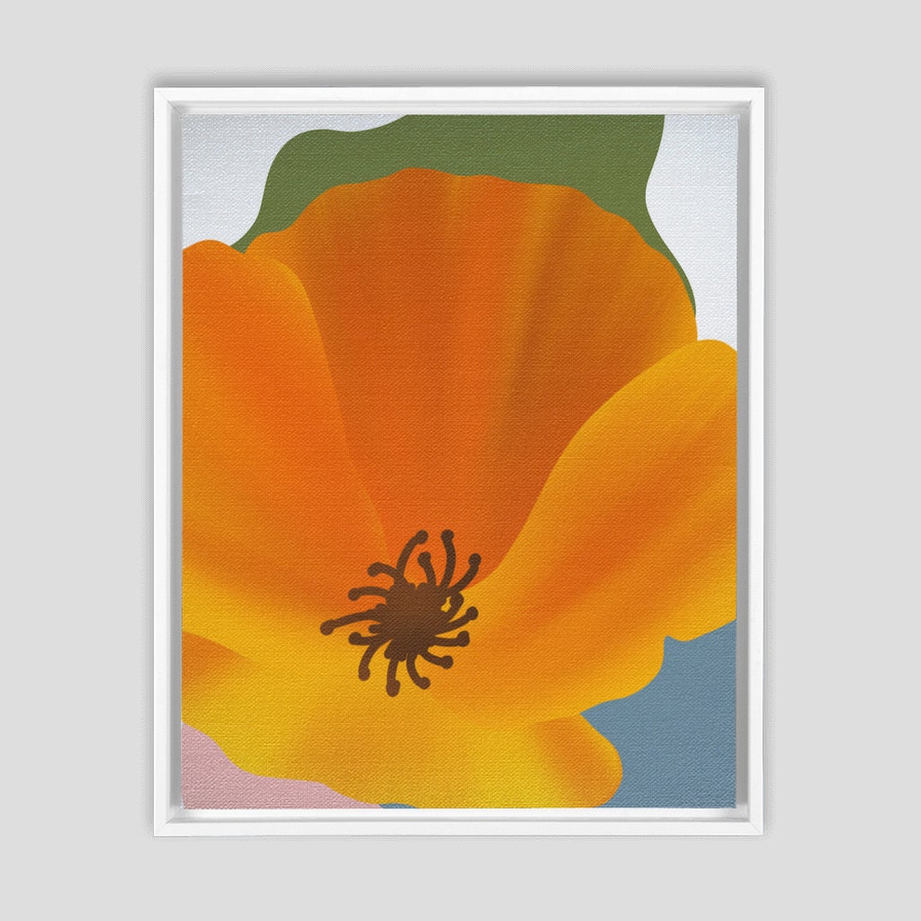 Poppy Framed Canvas | Poppyflower Framed Canvas | California Poppy Wall Art | Boho Poppy Canvas