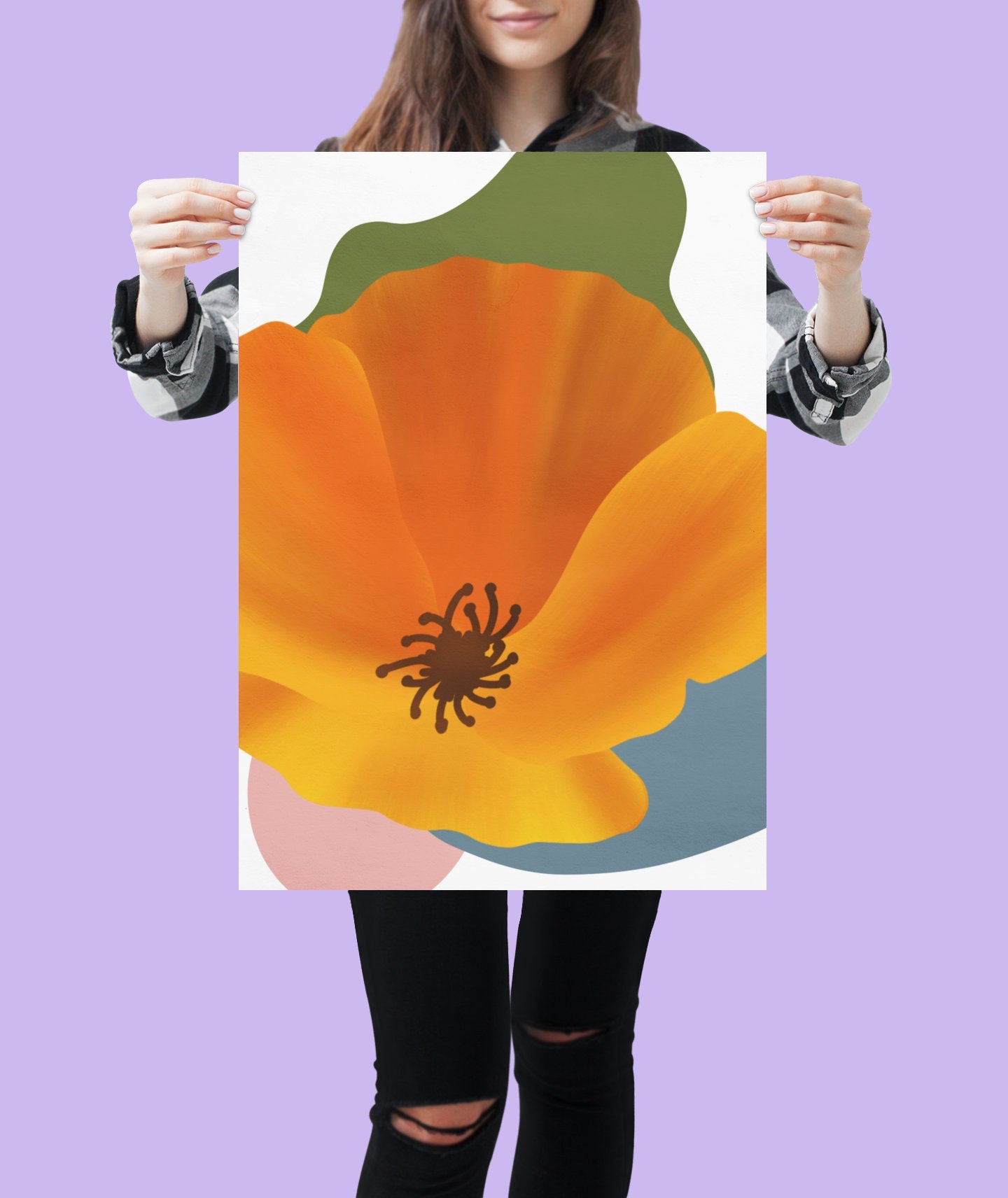 Poppy Art Print | Orange Poppy Flower Print | California Poppy Print | Poppy Boho Wall Art