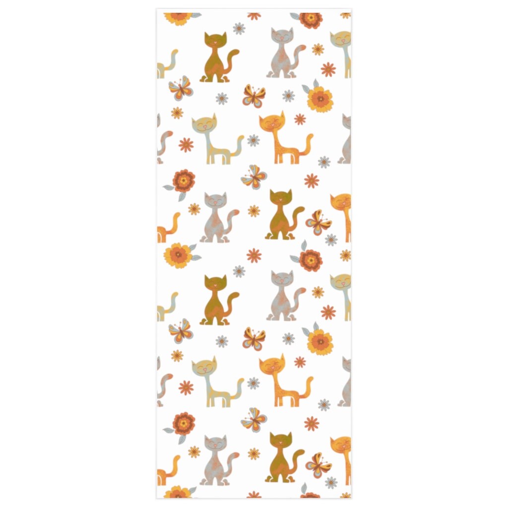 Cat Wrapping Paper | Retro Cat Wrapping Paper | Cat Lover Wrapping Paper | Cat Mom Wrapping Paper