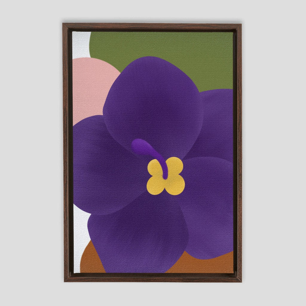 Violet Framed Canvas | Violet Flower Framed Canvas | Illinois Violet Wall Art | Boho Violet Canvas