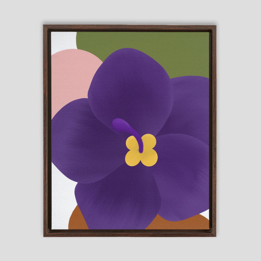 Violet Framed Canvas | Violet Flower Framed Canvas | Illinois Violet Wall Art | Boho Violet Canvas