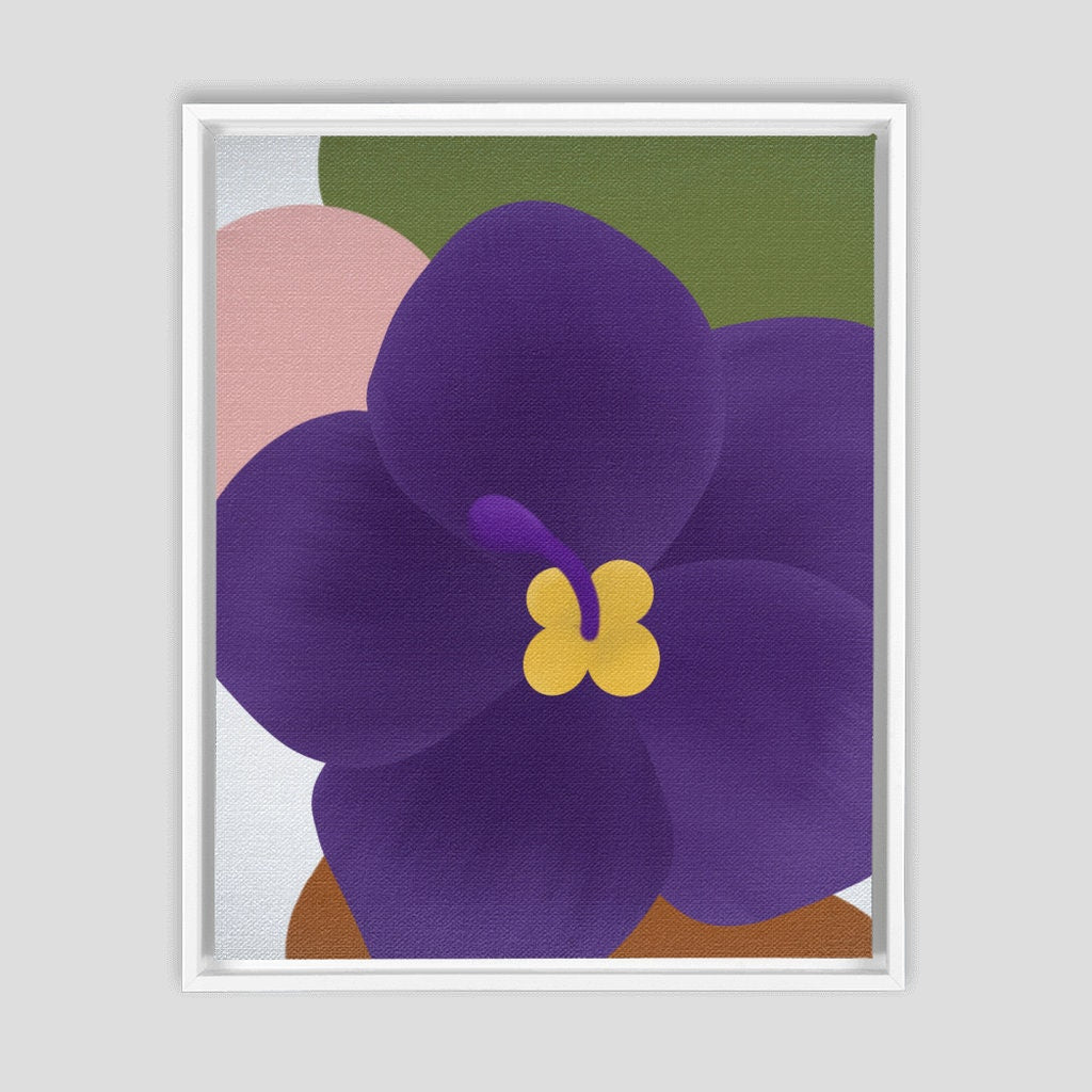 Violet Framed Canvas | Violet Flower Framed Canvas | Illinois Violet Wall Art | Boho Violet Canvas