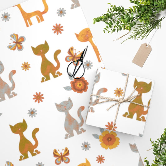 Cat Wrapping Paper | Retro Cat Wrapping Paper | Cat Lover Wrapping Paper | Cat Mom Wrapping Paper