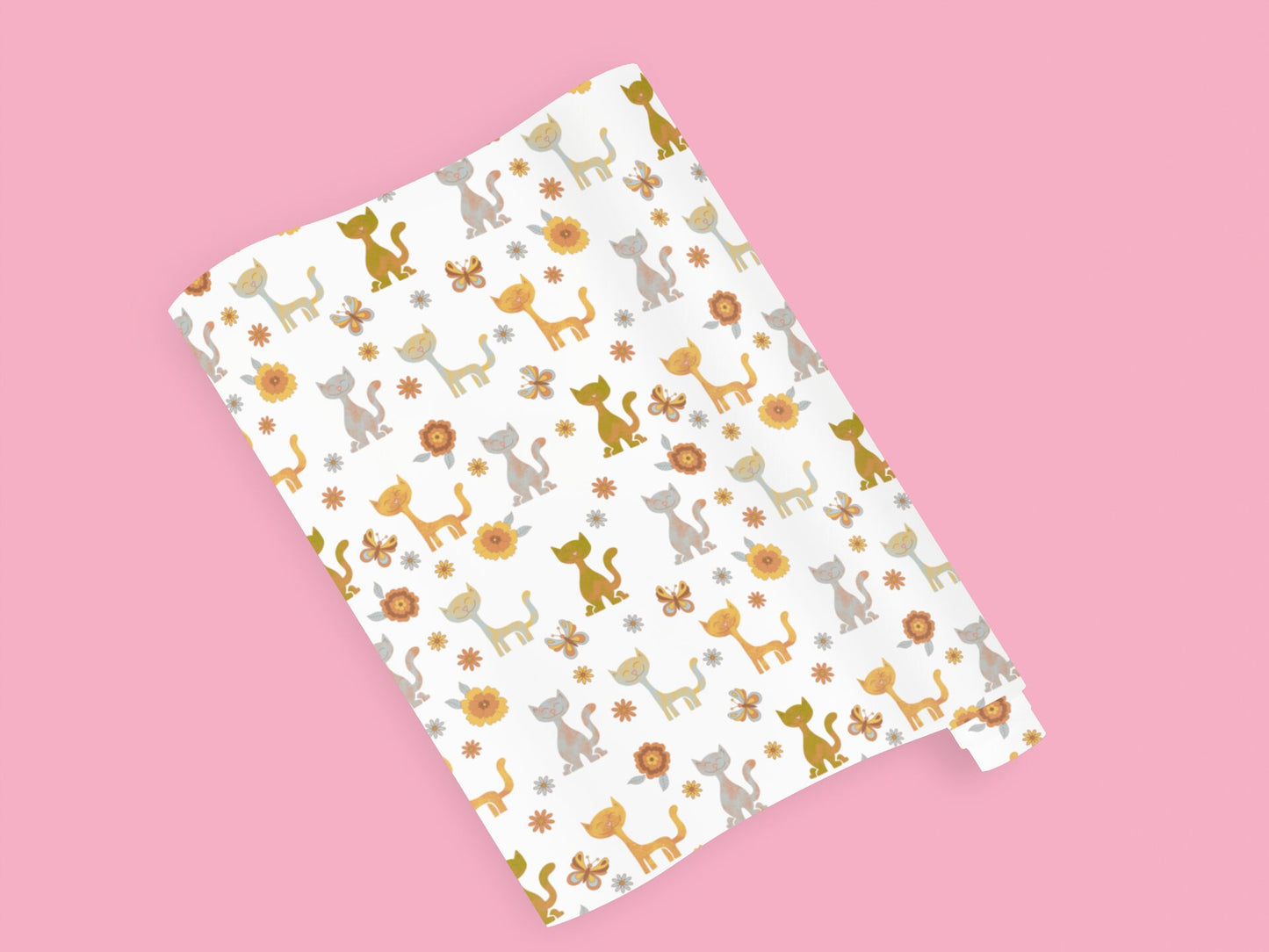 Cat Wrapping Paper | Retro Cat Wrapping Paper | Cat Lover Wrapping Paper | Cat Mom Wrapping Paper