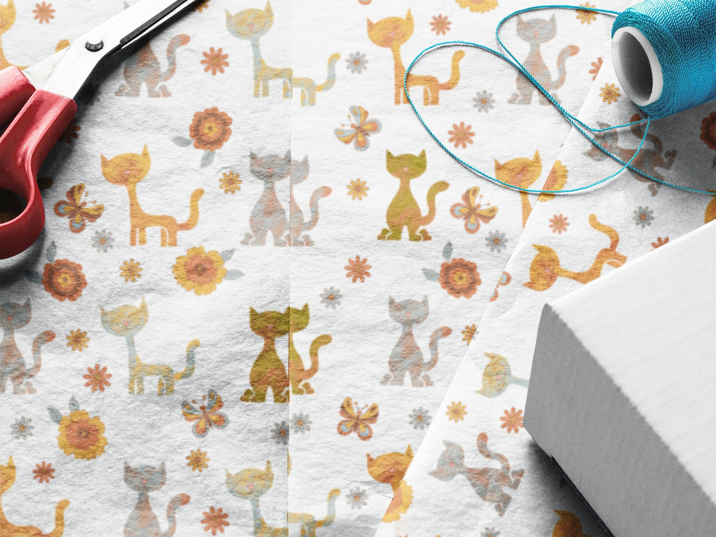 Cat Wrapping Paper | Retro Cat Wrapping Paper | Cat Lover Wrapping Paper | Cat Mom Wrapping Paper