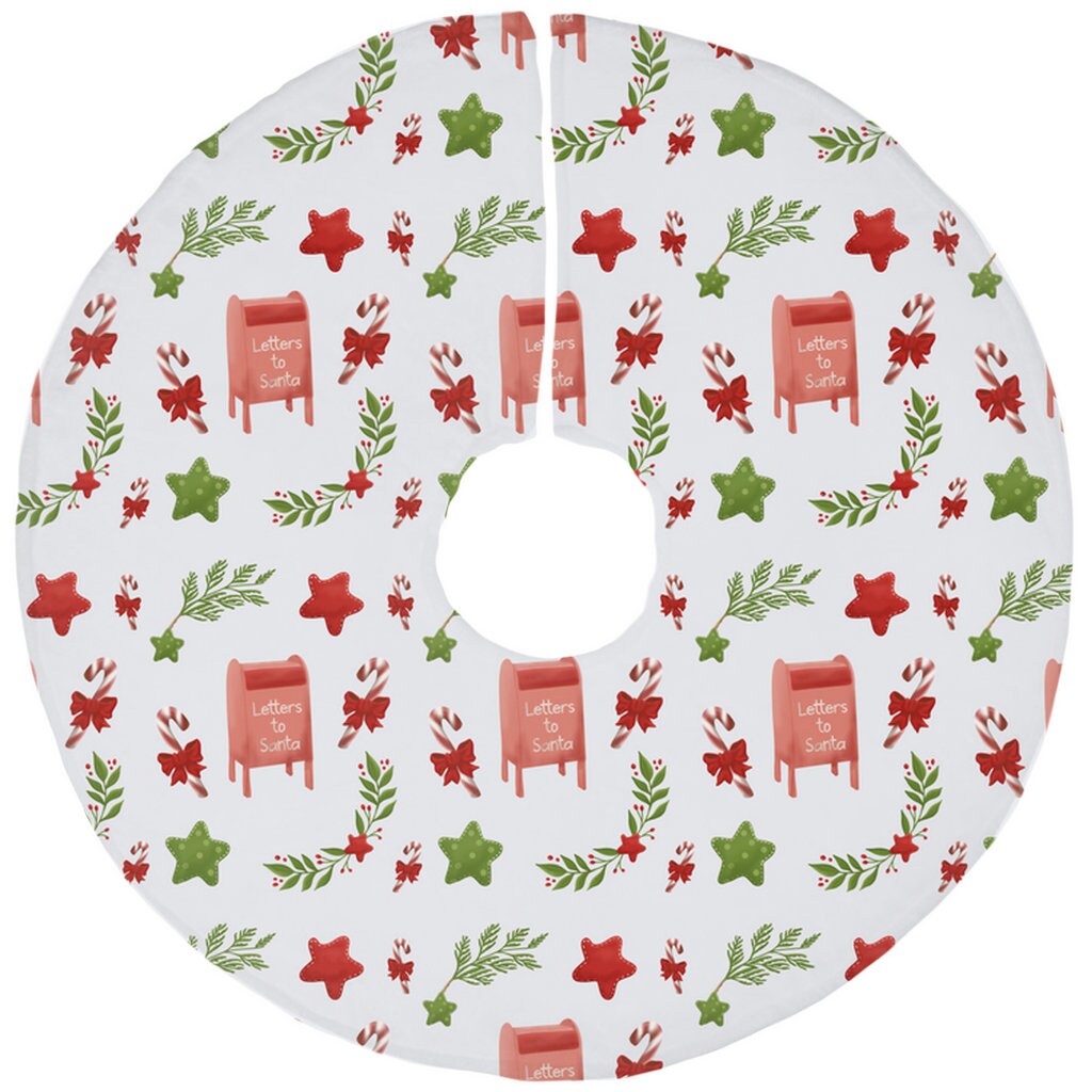 Christmas Tree Skirt | Letters to Santa Tree Skirt | Candy Cane Tree Skirt | Xmas Tree Skirt