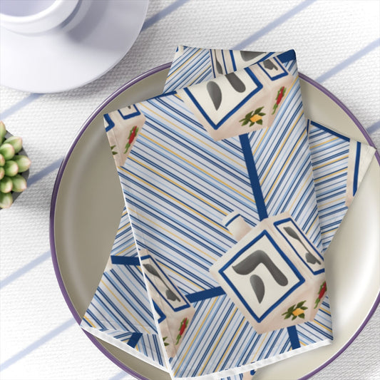 Hanukah Napkins | Dreidel Hanukkah Napkins | Chanukah Table Decor | DreidelTable Decor