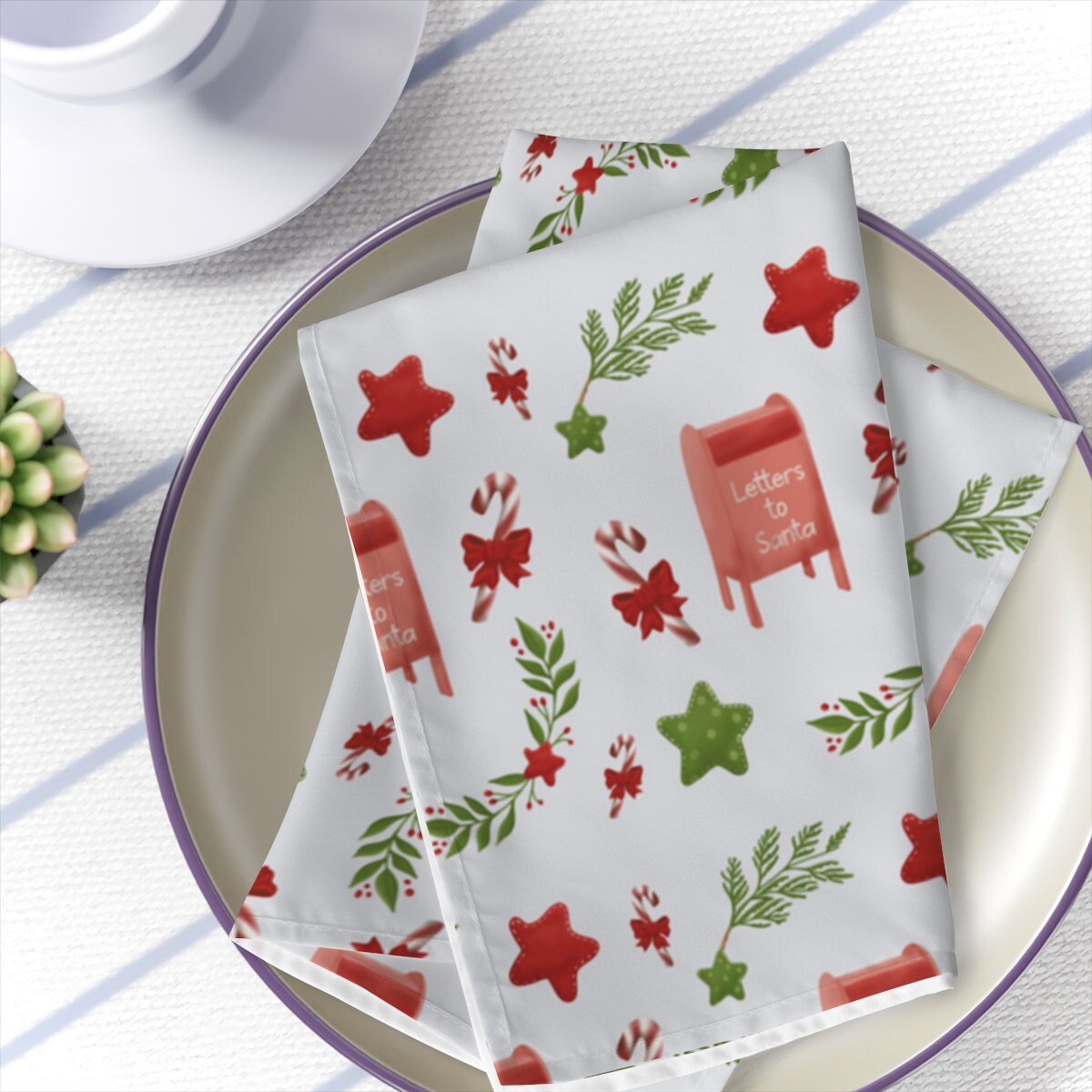 Christmas Napkins | Letters to Santa Christmas Napkins | Nostalgic Christmas Table Decor | Table Decor